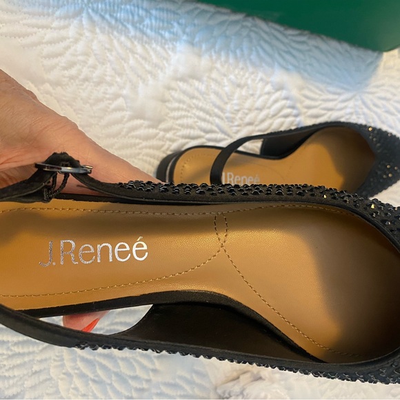 J.Renee Black Embellished Slingback Heels - Picture 10 of 12